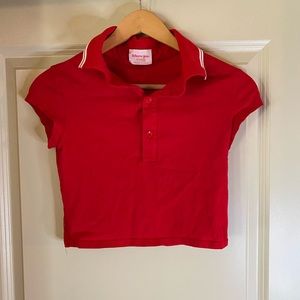 Showpo red crop collared shirt